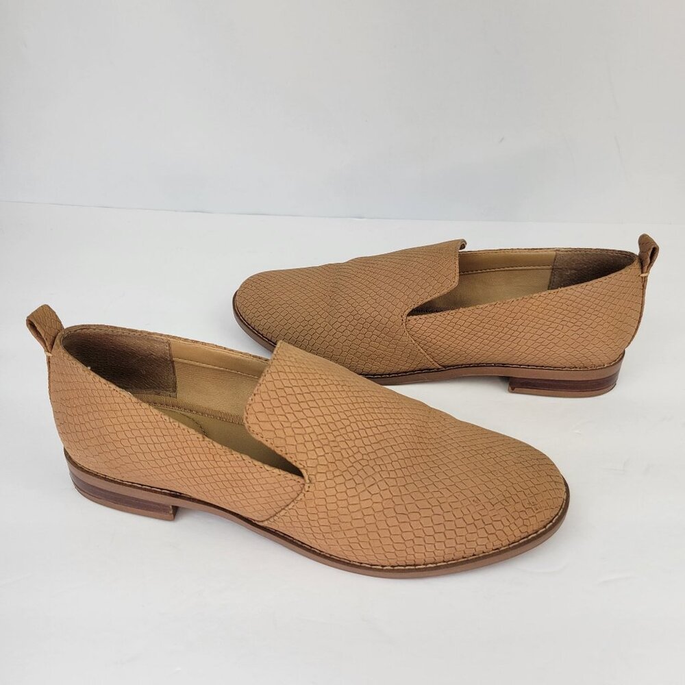 Franco Sarto Peri Snake Texture Tan Leather Loafers Size 8M